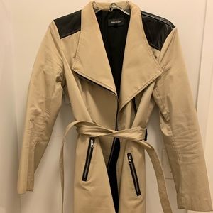 Mackage leather trim trench coat size S